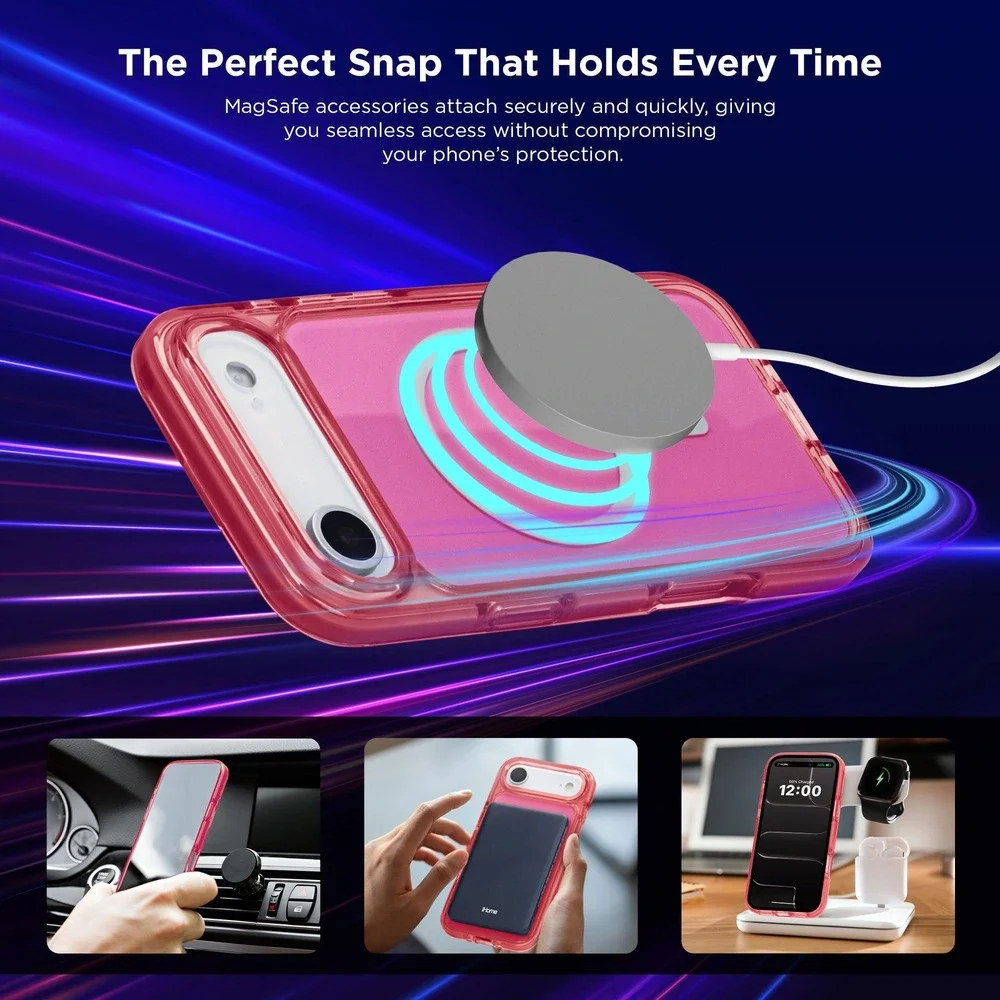 iHome VELO Case for iPhone 17 Air Pink MagSafe Clear Protective Cover NIB